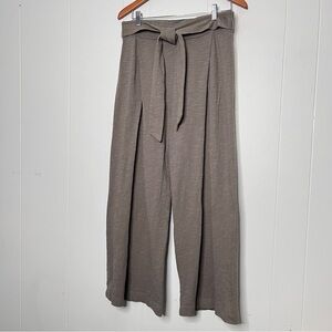 Z Supply Yara Slub Pants in moss grey wide leg jersey knit waist tie pleated M